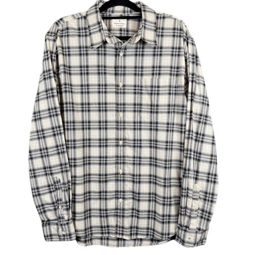 Mutual Weave Men's‎ Button Front Shirt Black Tan Plaid Size XL